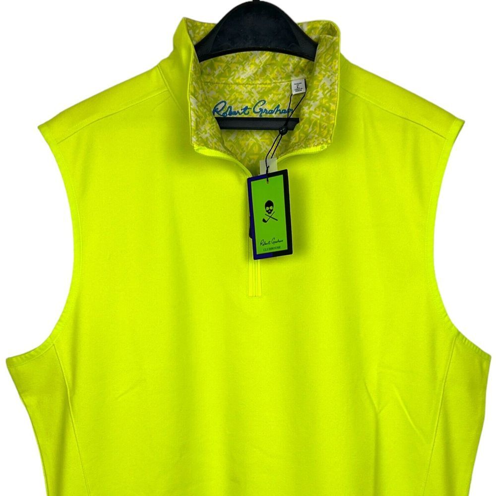 NEW Robert Graham Clubhouse Men's Large "Offshore" Quick Dry Golf Vest 1/4 Zip